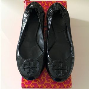 Tory Burch Black Patent Leather Reva Ballet Flats